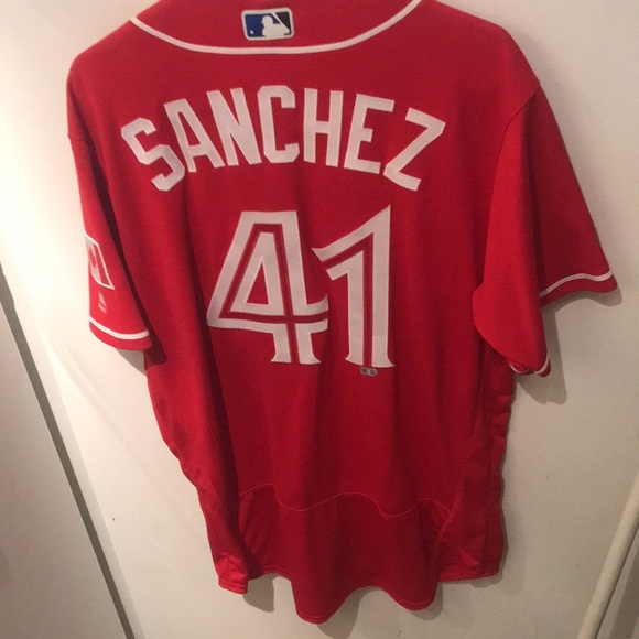Game Worn Toronto Blue Jays Canada Day Jersey Aaron Sanchez MLB authenticated - Picture 4 of 6